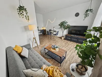 Ein Sitzbereich in der Unterkunft StayTime - Linden Loft