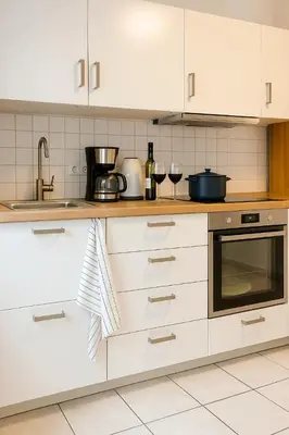 Küche/Küchenzeile in der Unterkunft Ferienwohnung auf der Schlossallee