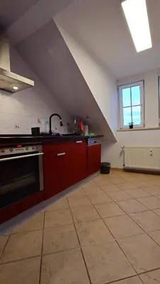 Küche/Küchenzeile in der Unterkunft alte Bäckerei Ottendorf-Okrilla #Robert# im Norden von Dresden, WLan, Netfix
