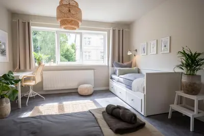 Ein Bett oder Betten in einem Zimmer der Unterkunft 4Tiny Together-Apartment - Balkon, Netflix, Nespresso, Messe