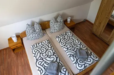 Ein Bett oder Betten in einem Zimmer der Unterkunft Ferienhaus Schöne Aussicht