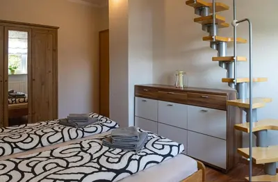 Ein Bett oder Betten in einem Zimmer der Unterkunft Ferienhaus Schöne Aussicht