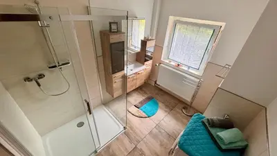 Ein Badezimmer in der Unterkunft An der Bastei