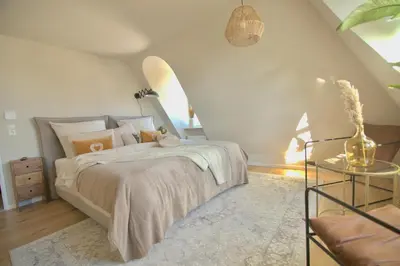 Ein Bett oder Betten in einem Zimmer der Unterkunft Cozy Stay for 2 in Dresden