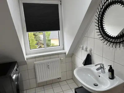 Ein Badezimmer in der Unterkunft Comfortable apartment in Coswig