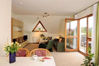 Ein Sitzbereich in der Unterkunft Ferienwohnung Prasser