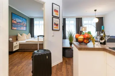 Küche/Küchenzeile in der Unterkunft City Apartment Riesa