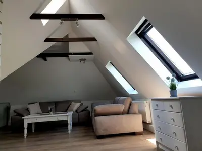 Ein Sitzbereich in der Unterkunft Elbblick große Loftwohnung