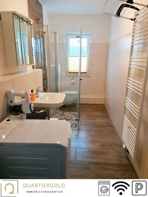 Ein Badezimmer in der Unterkunft Monteurwohnung I bis zu 8 PAX