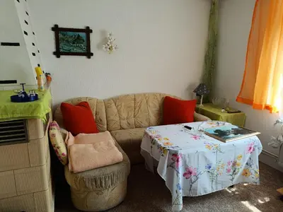 Ein Sitzbereich in der Unterkunft Silberranch Niederlichtenau