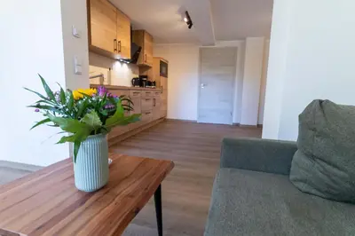 Küche/Küchenzeile in der Unterkunft Ferienwohnungen im Waldhaus Sebnitz