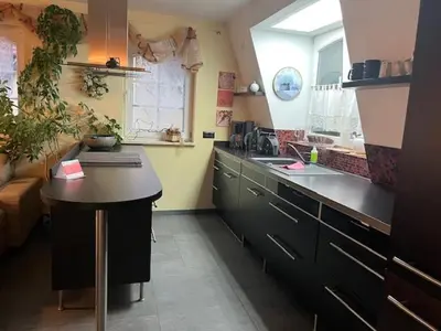 Küche/Küchenzeile in der Unterkunft Ferienwohnung Bastei