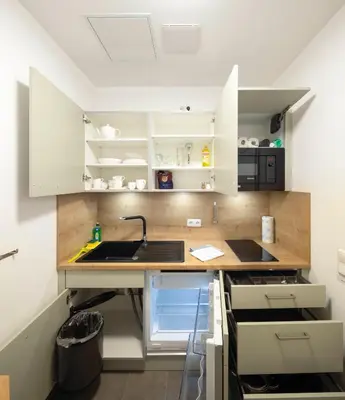 Küche/Küchenzeile in der Unterkunft Appartement in Übigau