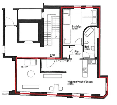 Grundriss der Unterkunft Moderne Ferienwohnung im Zentrum von Grimma