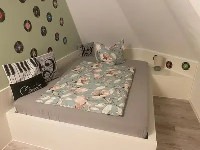 Ein Bett oder Betten in einem Zimmer der Unterkunft Maria vacation apartment with Elbe view
