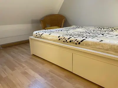 Ein Bett oder Betten in einem Zimmer der Unterkunft Maria vacation apartment with Elbe view