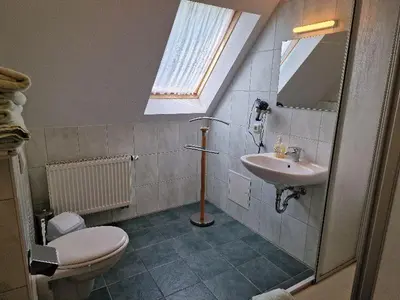Ein Badezimmer in der Unterkunft FEWO Torfhaus Holzhau