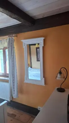 Ein Bett oder Betten in einem Zimmer der Unterkunft Ferienhaus Gut Haselbach im Erzgebirge