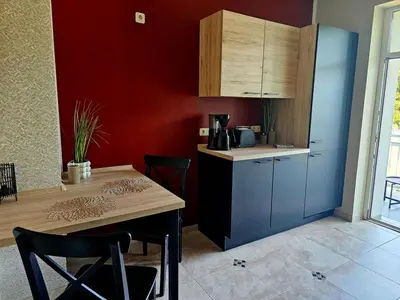 Küche/Küchenzeile in der Unterkunft Augustusburger-Suites