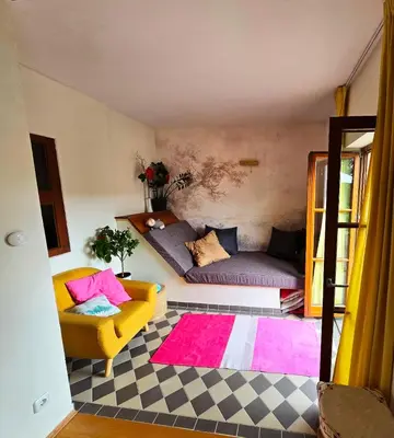 Ein Sitzbereich in der Unterkunft Ferienwohnung Villa 16F