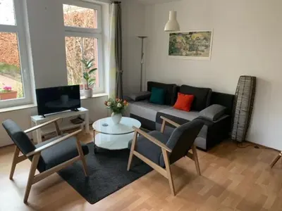 Ein Sitzbereich in der Unterkunft Ferienwohnung Burg 2