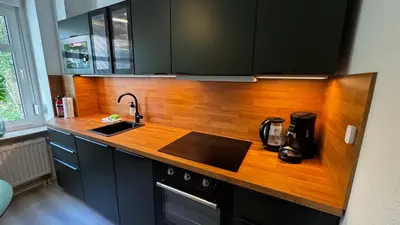 Küche/Küchenzeile in der Unterkunft StayinDresden de Altbauperle mit Kingsize-Bett