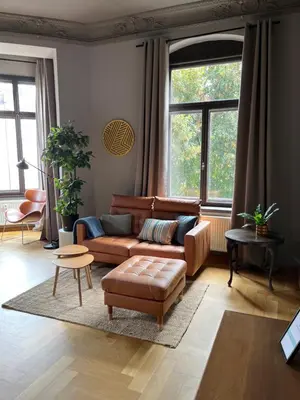 Ein Sitzbereich in der Unterkunft K2-Project - JugendSTIL - Kaßberg pur erleben