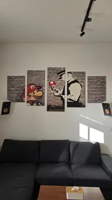 Ein Sitzbereich in der Unterkunft Kulturelles Businessapartment mit Balkon