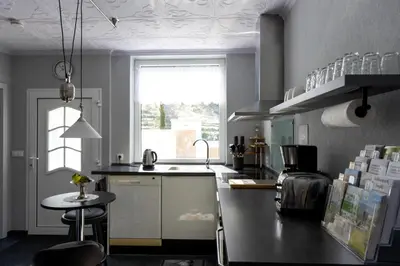Küche/Küchenzeile in der Unterkunft Ferienhaus mit Pool im Seußlitzer Grund