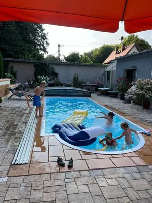 Der Swimmingpool an oder in der Nähe von Ferienhaus mit Pool im Seußlitzer Grund