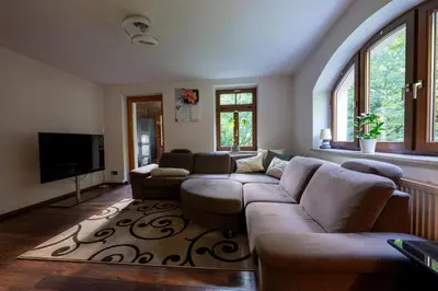 Ein Sitzbereich in der Unterkunft Villa Waldeck