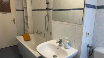 Ein Badezimmer in der Unterkunft MiCasa TuCasa - 4-R-Apartment Leipziger Neuseenland Sirius