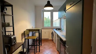 Küche/Küchenzeile in der Unterkunft MiCasa TuCasa - 4-R-Apartment Leipziger Neuseenland Sirius
