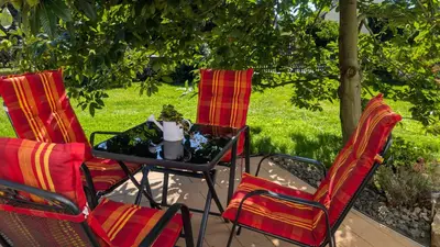 Ein Garten an der Unterkunft Haus am Borsberg