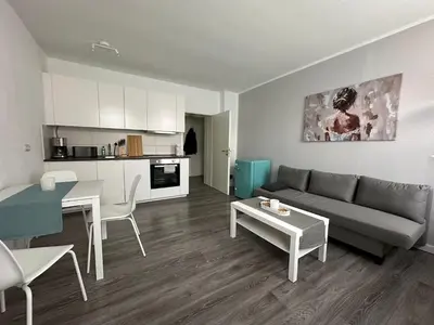 Küche/Küchenzeile in der Unterkunft Moderne 2-Zimmer Wohnung nahe Zentrum
