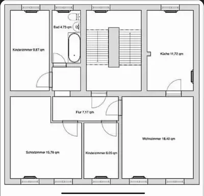 Grundriss der Unterkunft Stadtnahe 3-Schlafzimmer-Wohnung