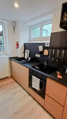 Küche/Küchenzeile in der Unterkunft alte Bäckerei Ottendorf-Okrilla #Fritz#