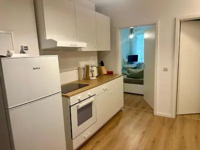 Küche/Küchenzeile in der Unterkunft Ruhig & Terrasse Dresden-Altstadt 3-Zimmer Wohnungen
