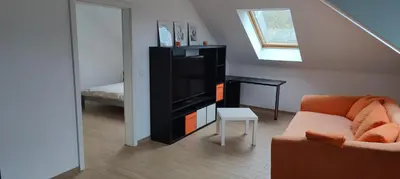 Ein Sitzbereich in der Unterkunft Grüne Auszeit Dresden