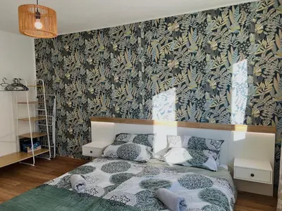 Ein Bett oder Betten in einem Zimmer der Unterkunft Ferienwohnung am ElbeFreizeitland - Panoramablick - free parking
