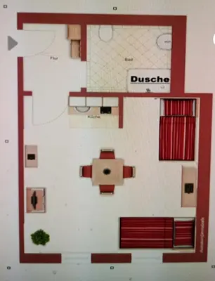 Grundriss der Unterkunft Klein, aber fast alles vorhanden, ideal für 2 Pers