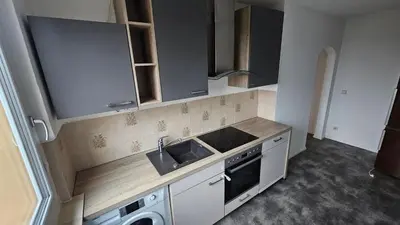 Küche/Küchenzeile in der Unterkunft Work & Stay Rhäsa