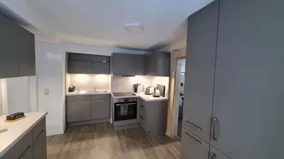 Küche/Küchenzeile in der Unterkunft Ferienwohnung Hugos Altstadt