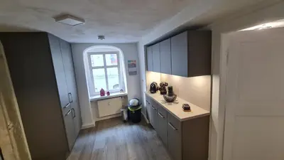 Küche/Küchenzeile in der Unterkunft Ferienwohnung Hugos Altstadt