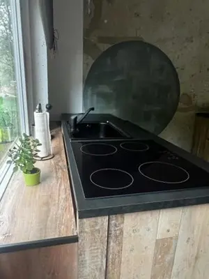 Küche/Küchenzeile in der Unterkunft carotel -zum bunten Hund- apartment complete