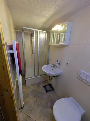 Ein Badezimmer in der Unterkunft Ferienwohnung, Tiny House, Weißeritztäler, Wandern & Radfahren