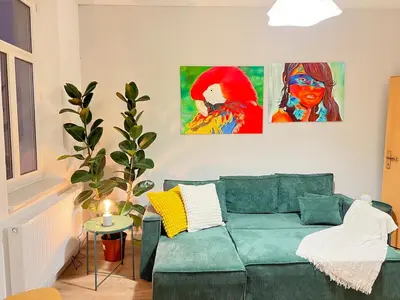 Ein Sitzbereich in der Unterkunft Liebe Wohnung Pension