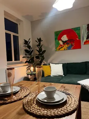 Ein Sitzbereich in der Unterkunft Liebe Wohnung Pension