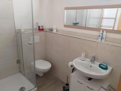 Ein Badezimmer in der Unterkunft Apartment Nette Wohnung in Großsteinberg mit Grill und Terrasse by Interhome