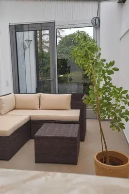 Ein Sitzbereich in der Unterkunft Ferienhaus am Mühlgrundbach